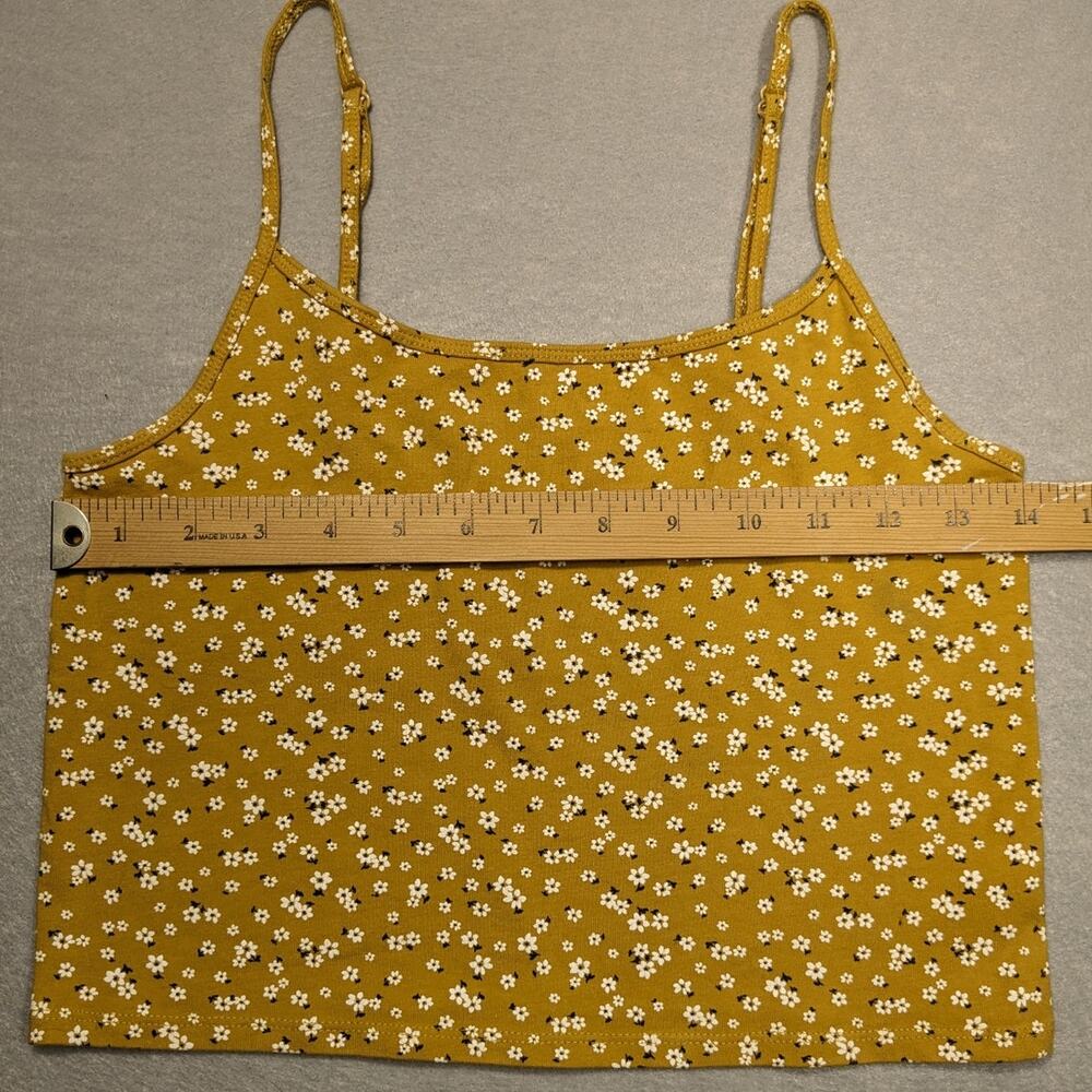 American Eagle Tank Women's Medium Tan Gold Floral Baby Tee Y2K EUC - Picture 3 of 9
